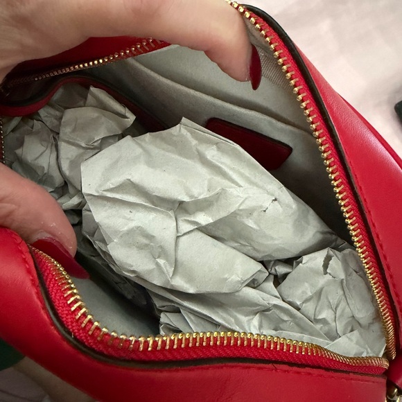 Faux double G GG Red gold Quilted Shoulder Crossbody leather Bag purse - Picture 3 of 9